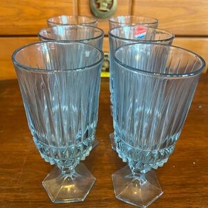 Vintage Elegant Blue Glass Goblet Set